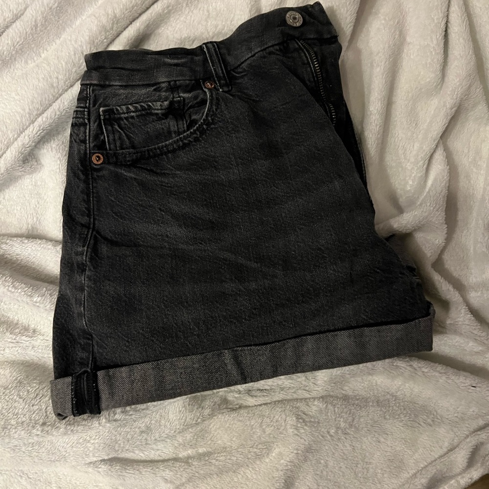 Dark gray high waisted mom jean shorts